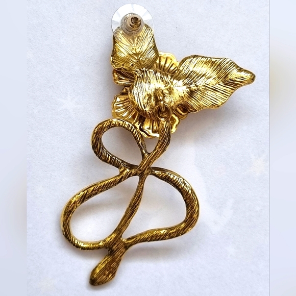 Large Antique Effect Rose & Snake Earrings - Gothic Style - Picture 8 of 8